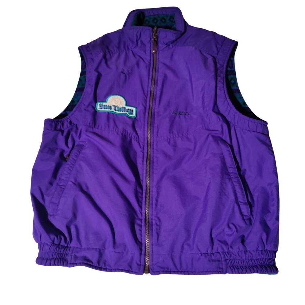 Nordica Reversible Vest Sz M Purple Nylon Sun Valley Fleece Ski vtg - Imperfect